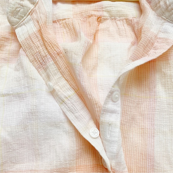 Ava & Vic Pretty Pastel Plaid Lightweight Short Sleeve Button Up Top - Picture 6 of 9